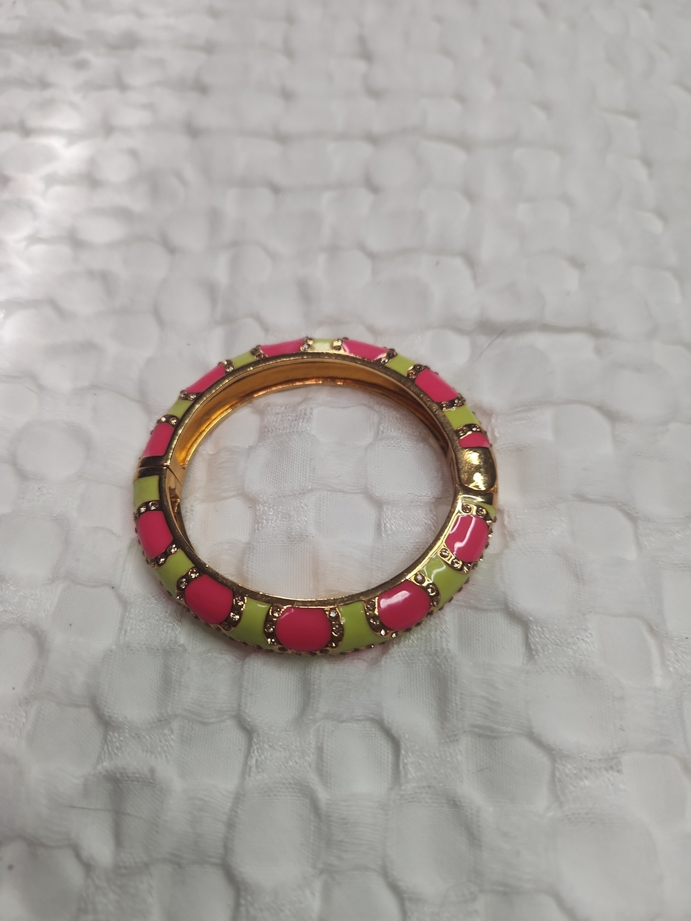 Kate Spade Gold-Tone Pink & Lime Enamel Bangle Bracelet